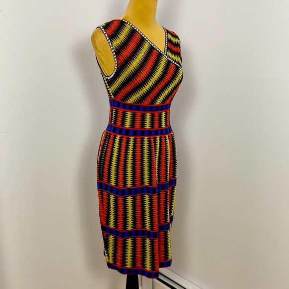 M Missoni Graphic Knit Asymmetrical Neck Apricot Yellow Black & Cobolt Size XS - Picture 4 of 13